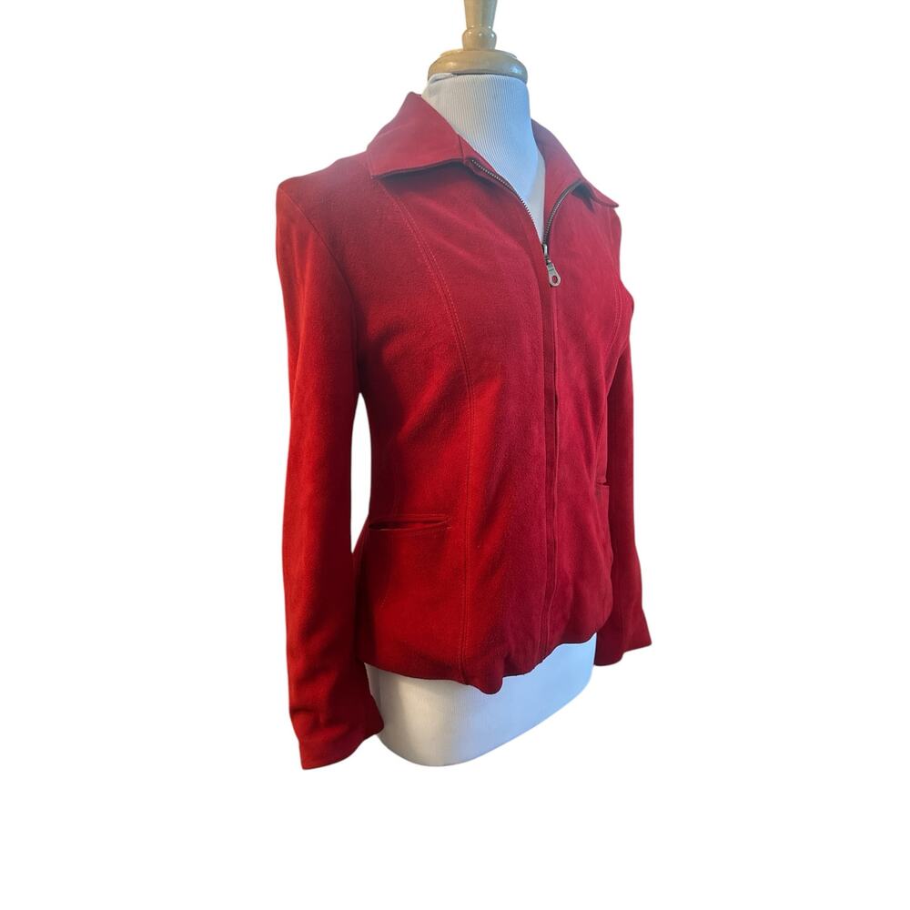 Vintage Women M American Leathers Buenos Aires Cow Leather Red Zip Jacket Coat